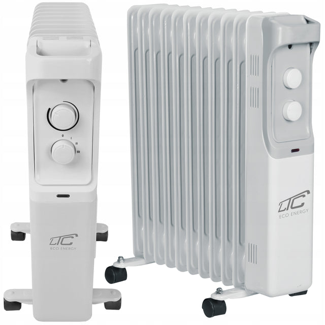 Grzejnik elektryczny olejowy olejak 2500W duża MOC XXL 11 żeberek termostat 460 mm 540 mm grzewcza szary