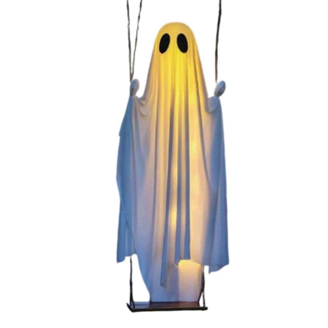 Dekoracja huśtawki duchów Halloween Wisząca huśtawka duch upiorny na werandę, podwórze straszydło do ogrodu, ozdoba na imprezę tematyczną
