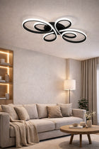 Lampa LED sufitowa plafon gold EKO żyrandol LED nowoczesna + pilot czarna prostokątna oprawa 60 cm ze zintegrowanym