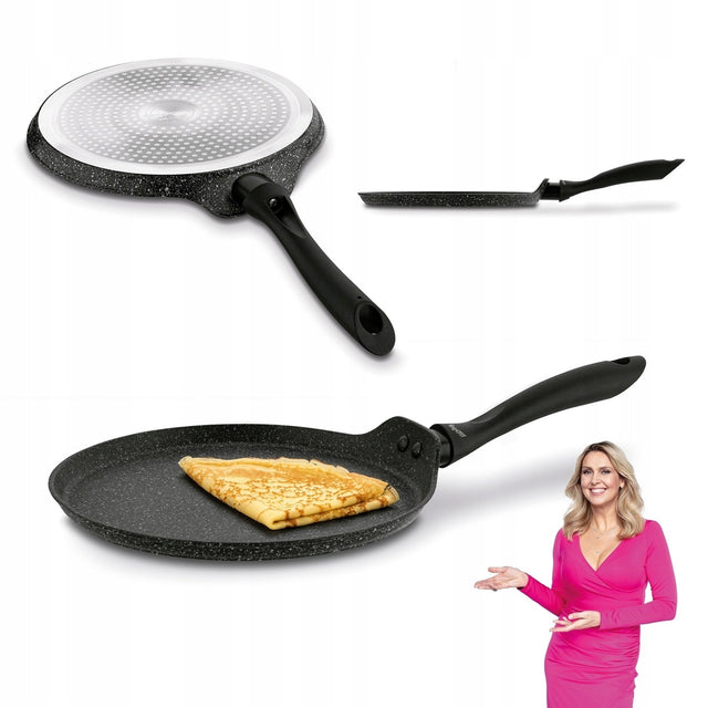 Patelnia do naleśników nieprzywierająca Indukcja Konighoffer Pollo 24cm do placków, na gaz, ceramikę i kuchenkę elektryczną, chłodny uchwyt