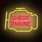 Neon plexi LED check engine żółto czerwony NNE21 Neolia szyld motoryzacyjny, dekoracja do warsztatu, kontrolka silnika