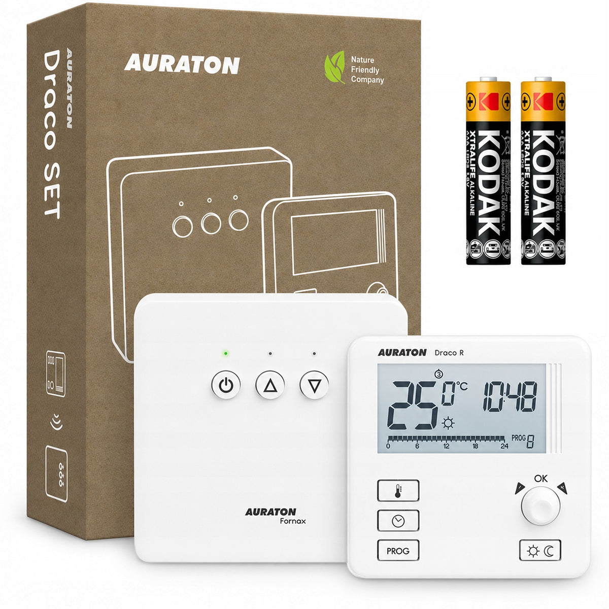 BEZPRZEWODOWY STEROWNIK KOTŁA PIECA REGULATOR TEMPERATURY TERMOSTAT AURATON biały