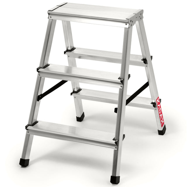 Drabina aluminiowa składana 3 stopniowa domowa podest 125kg produkt polski taboret roboczy, stołek do sięgania, do prac remontowych