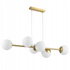Lampa sufitowa wisząca żyrandol 6xE27 szklana kula LOFT 90cm złoty biały oprawa metalowa do salonu i jadalni