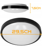 Plafon LED lampa sufitowa 2XE27 czarna oprawa natynkowa panel okrągły do salonu, kuchni i korytarza, głębokość 7,5 cm