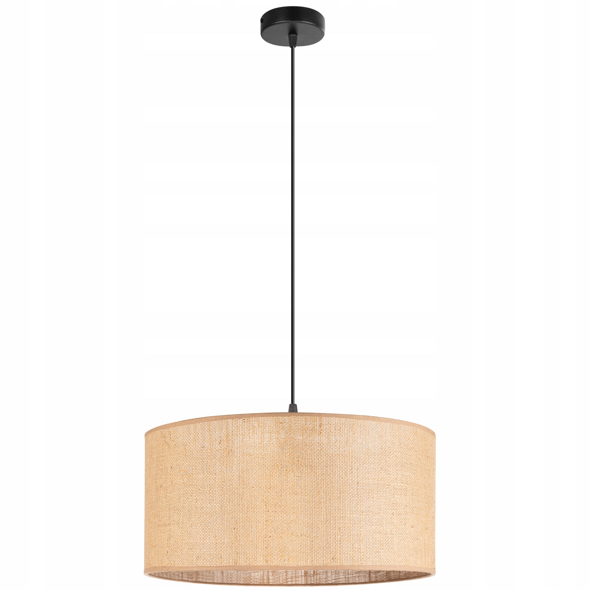Lampa wisząca pojedyncza BOHO RUSTYKALNA 40cm ABAŻUR JUTA beżowy oświetlenie sufitowe do salonu i sypialni, klosz