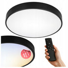 Lampa sufitowa Plafon LED ściemniany 40cm okrągły Czarny pilot panel salon do pokoju dziennego, neutralna barwa biała