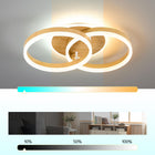Lampa sufitowa LED Double Circle50CM,ściemniana,36W,z pilotem,Wygląd drewna plafon okrągły do salonu, białe światło