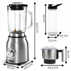 Blender kielichowy Yoer szklany 4w1 2,4l 1800W +stal inox +Młynek +2 Bidony