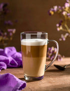 Komplet 6x kubki LATTE szklane Duże 400ml ŁYŻECZKI szklanki do kawy i herbaty, przezroczyste, można myć w zmywarce