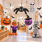 ZESTAW DEKORACJI HALLOWEEN BALONY FOLIOWE SZKIELET NIETOPERZ PAJĄK 8 szt. na przyjęcie tematyczne, dynia i duch