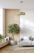 Lampa Sufitowa Wisząca Żyrandol Beżowa ecru Złoto 1xE27 LED 760-EZ1-300 do salonu i jadalni, metalowa oprawa