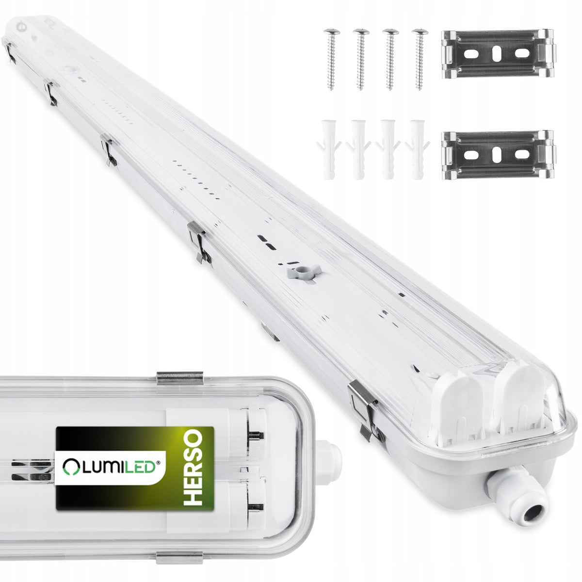 Oprawa Hermetyczna LED 120cm Lampa z Blachą do Świetlówek 2x T8 do Garażu sufitowa natynkowa, trzonek G13, bez źródła
