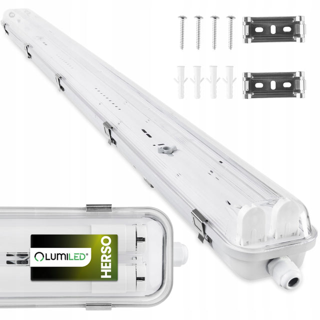Oprawa Hermetyczna LED 120cm Lampa z Blachą do Świetlówek 2x T8 do Garażu sufitowa natynkowa, trzonek G13, bez źródła światła