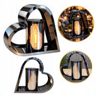 Metalowy znicz serce czarny szklany na grób cmentarz elegancki duży 26 CM lampion nagrobny led bez baterii