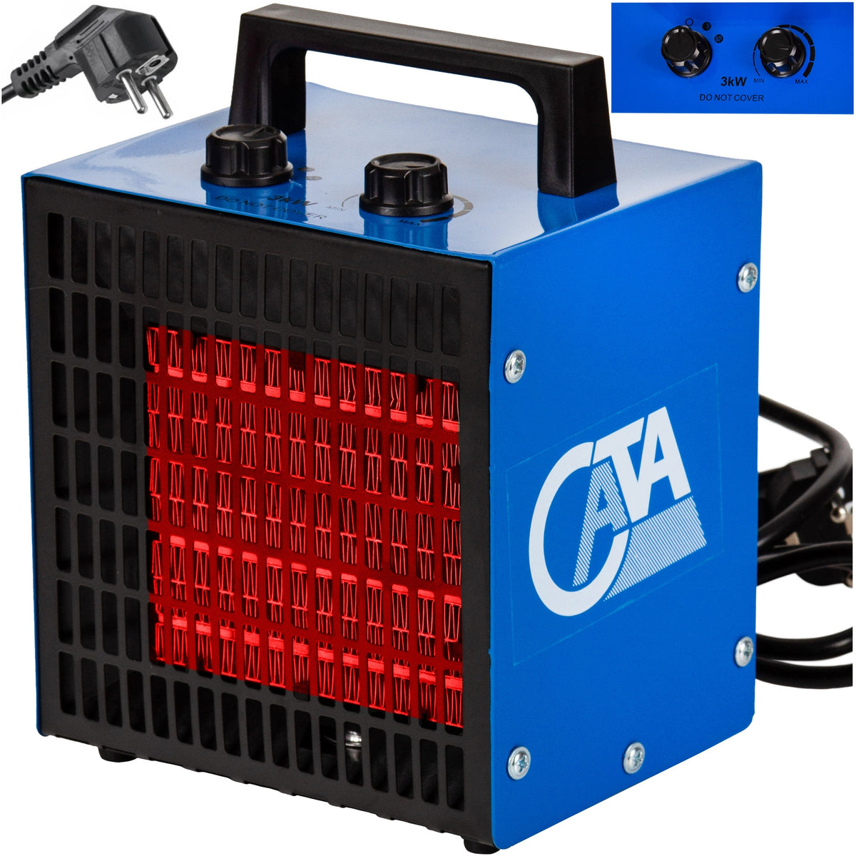 Nagrzewnica elektryczna 3KW dmuchawa farelka grzejnik termostat PTC mini termowentylator pokojowy, piecyk do