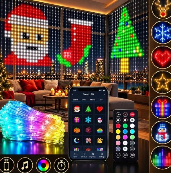 Inteligentna iluminacja kurtyna świetlna, światełka choinka lampki 2x2m 400
