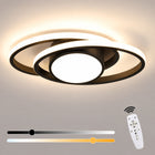 Lampa sufitowa LED plafon wisząca czarna nowoczesna ściemnialna + pilot 39W żyrandol metalowy 2-punktowy do salonu