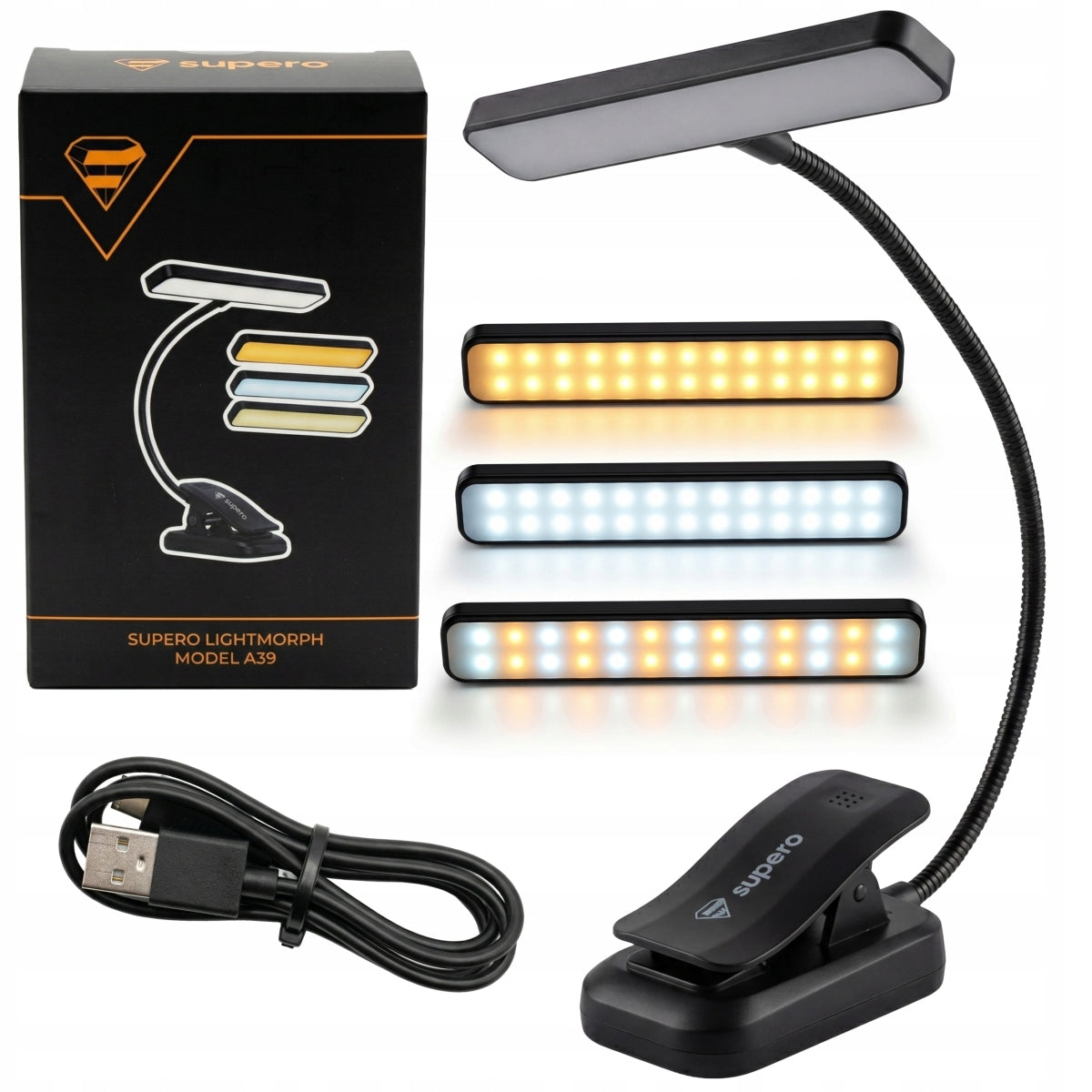 Lampka do czytania książek LED elastyczna nocna z klipsem bezprzewodowa USB biurkowa akumulatorowa ściemniana