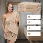 2x ręcznik kąpielowy 70x140 duży 100% bawełna 500g gruby hotelowy SPA BEŻ szybkoschnące tekstylia łazienkowe z
