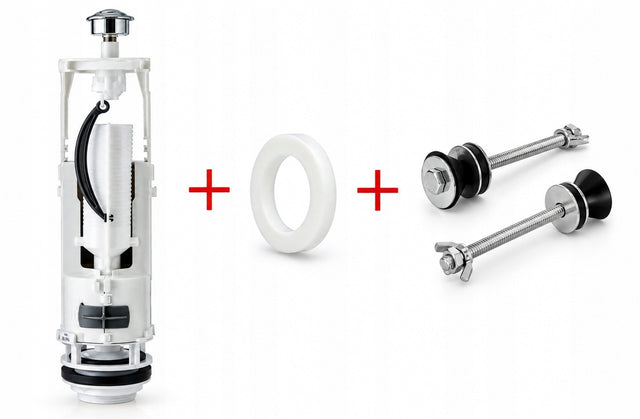 Cersanit zawór spłukuący spustowy do kompaktu 3/6L k99-0049 mechanizm spłuczki, część zamienna do toalety, biały plastikowy