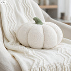 Poduszka dekoracyjna dynia 30 CM miękka 3D boucle jesienna halloween jasiek ozdobny do salonu, beżowa, wypełnienie