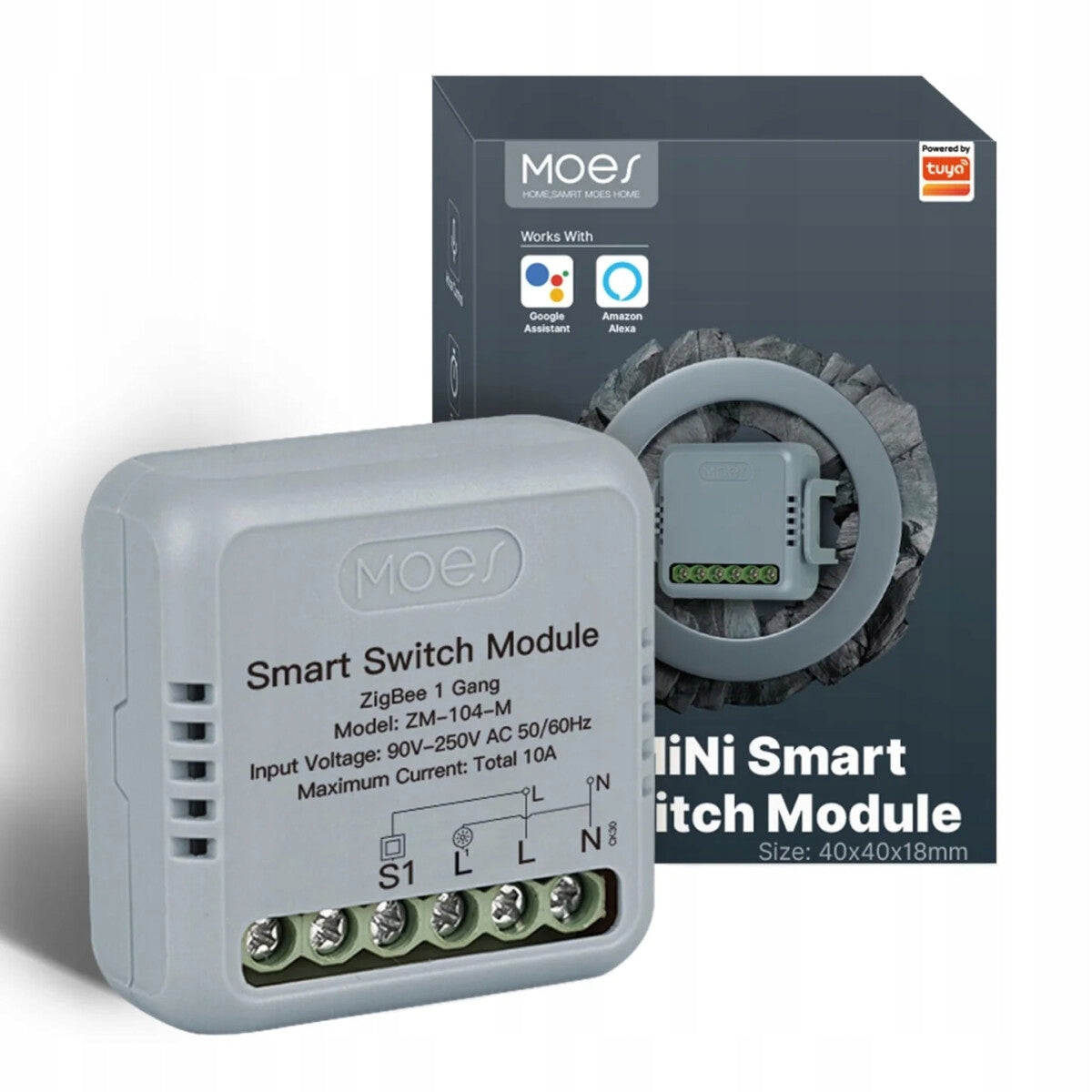 Przekaźnik Mini ZigBee moes ZM-104-M Tuya Home Assistant Zigbee2MQTT 10A moduł sterujący do automatyki domowej
