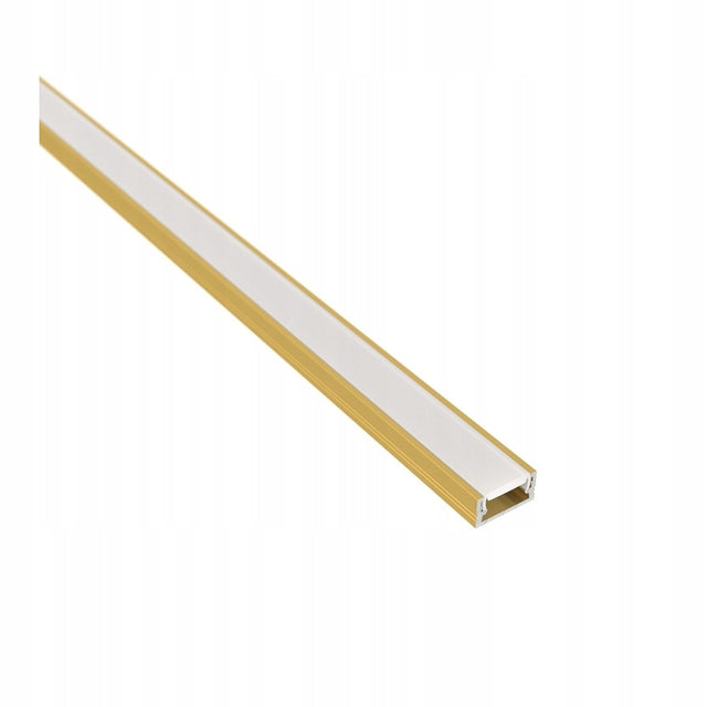 Profil line mini do LED 2m aluminiowy nawierzchniowy złoty klosz mleczny kanał na taśmę świetlną, listwa oświetleniowa