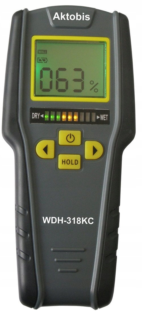 Miernik wilgotności do betonu, tynku, cegły i drewna Aktobis WDH-318KC tester zawilgocenia, kontrola materiałów