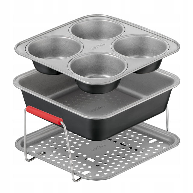 Akcesoria do frytkownicy beztłuszczowej tefal J701S344 Air Fryer 3el. forma zestaw blach kuchennych ze stali węglowej