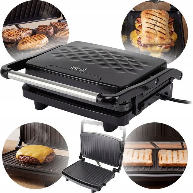 Grill elektryczny kontaktowy opiekacz toster do kanapek panini mocny 1600W nominalna