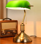 LAMPKA BIURKOWA VINTAGE LAMPA BANKIERSKA NOCNA ABAŻUR RETRO E27 ZIELONY do pracy i czytania, oświetlenie gabinetowe