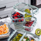 Szklane pojemniki na żywność zestaw pojemników 4x 1l z przegrodami lunchbox do mikrofali, zamrażarki i zmywarki, na