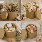 Flower Box kraft Naturalny 3 szt. Dekoracyjny Pudełko na kwiaty - Naturalny tekturowe opakowanie z pokrywką 26x16 cm do