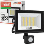 Halogen Naświetlacz Lampa LED 50W 5500 lm IP65 czujnik ruchu biały zimny reflektor zewnętrzny do ogrodu, podjazdu i
