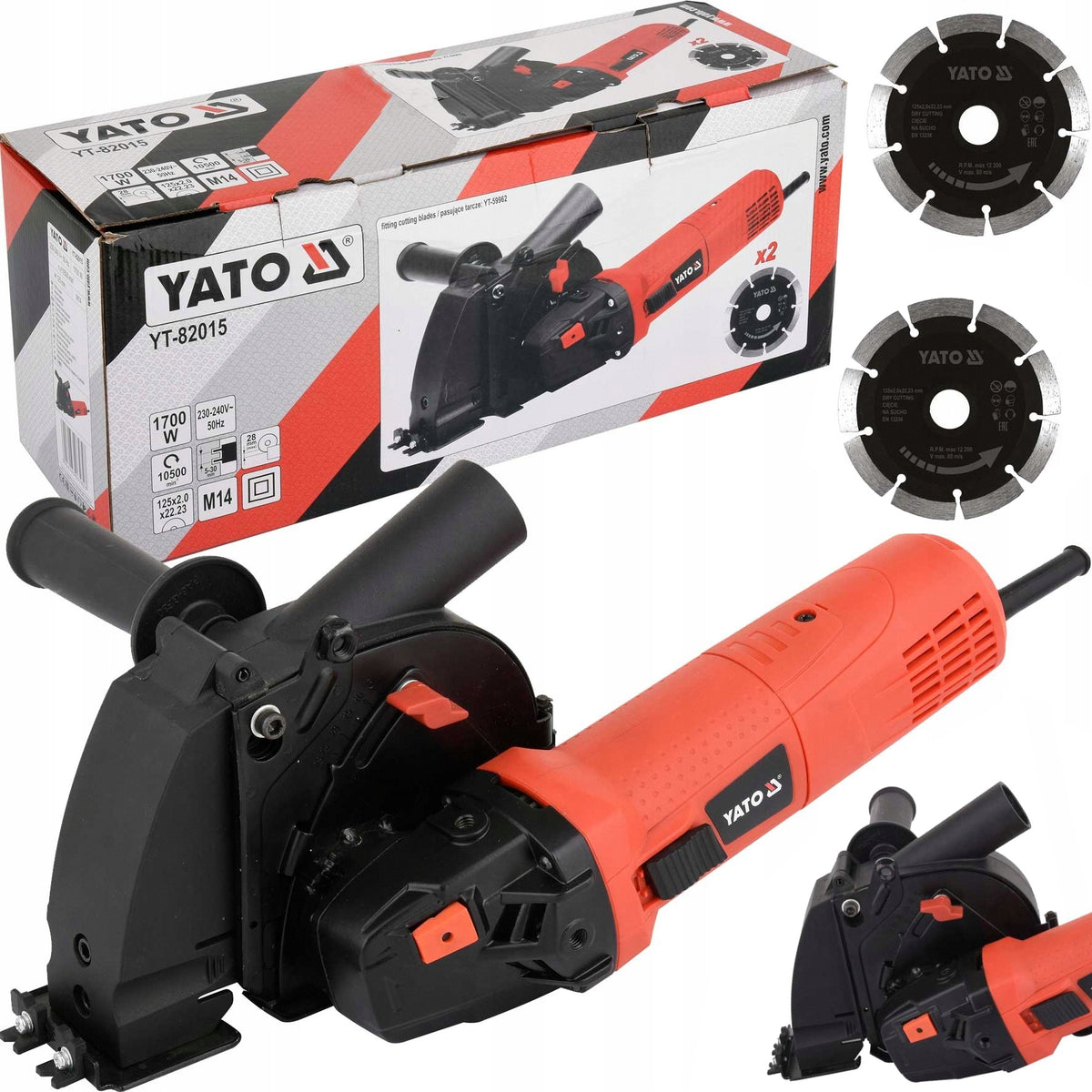 YATO BRUZDOWNICA SZLIFIERKA KĄTOWA KĄTÓWKA 1700W 125MM do rowków w ścianie pod przewody i rury, głębokość cięcia 28 mm