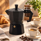 Kawiarka zaparzacz do zaparzania kawy 6 filiżanek 300ml aluminiowa GAZ makinetka moka na indukcję czarna
