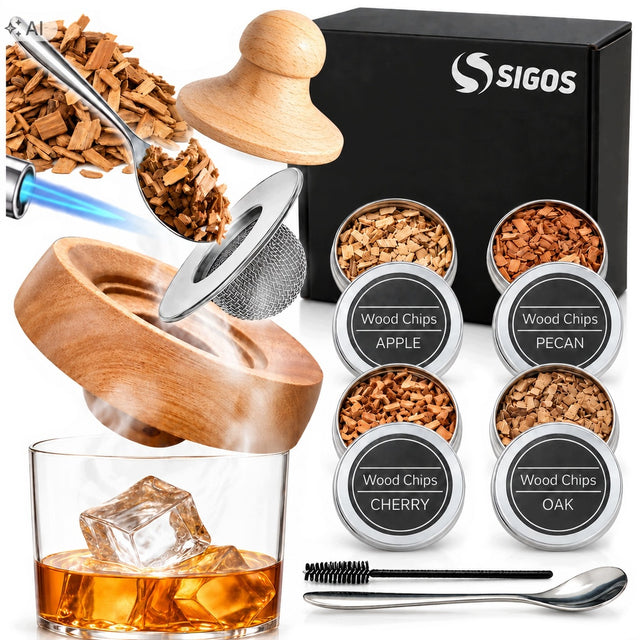 Zestaw do wędzenia whisky smoker do drinków zrębki 4 aromaty prezent dymienie koktajli, aromatyzowanie alkoholu, akcesoria barmańskie