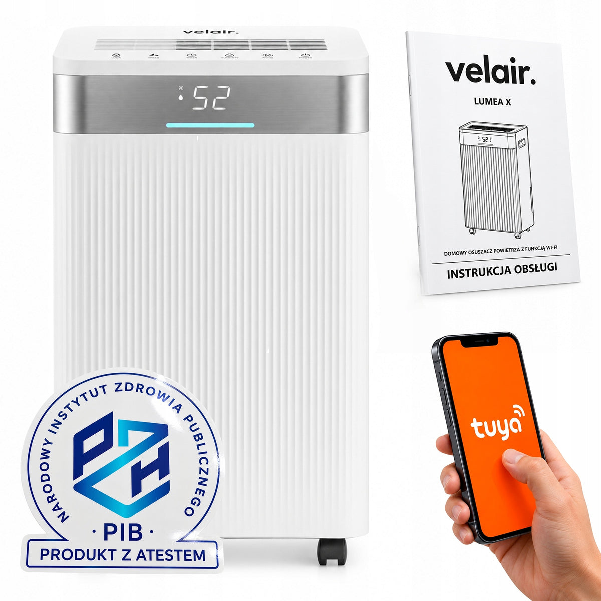 Osuszacz powietrza velair lumea x 20l/24h WiFi - atest PZH - zbiornik 4,5l 330 w