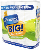 Papier toaletowy 3 warstwowy celuloza Almusso BIG 40 rolek biały 105 listków, bezzapachowy, do łazienki