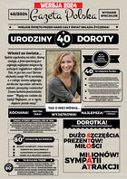40 urodziny prezent gazeta plakat dla niej kobiety pamiątka na czterdziestkę, ozdoba na przyjęcie