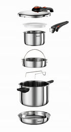 TEFAL Ingenio Emotion zestaw 6 elementów- Szybkowar 6l garnek ciśnieniowy do indukcji, nadaje się do zmywarki