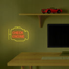 Neon plexi LED check engine żółto czerwony NNE21 Neolia szyld motoryzacyjny, dekoracja do warsztatu, kontrolka silnika