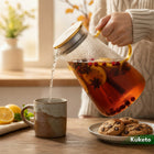 DZBANEK DO HERBATY na WODĘ sok lemoniadę SZKLANY Z POKRYWKĄ duży 1800ml z filtrem do kawy i naparów, bezbarwny