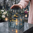 Znicz Lustrzany dla Mamy Solarny na Dzień Matki LED z Grawerem Elegancki lampion nagrobny, ozdoba cmentarna, 15 cm