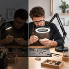 LAMPA Z LUPĄ LED KOSMETYCZNA BIURKOWA 84 LED ZACISK PODSTAWA SOUNIX do manicure i makijażu, stylizacji paznokci