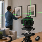 Poziomica laserowa 360 płaszczyznowa 4D laser krzyżowy zestaw PRO 16 lini niwelator zielony do prac remontowych i