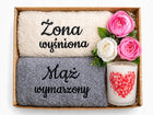 Zestaw RĘCZNIKÓW na Ślub wesele prezent weselny kosz ręcznik z haftem DUŻY komplet łazienkowy 50x100 cm dla nowożeńców