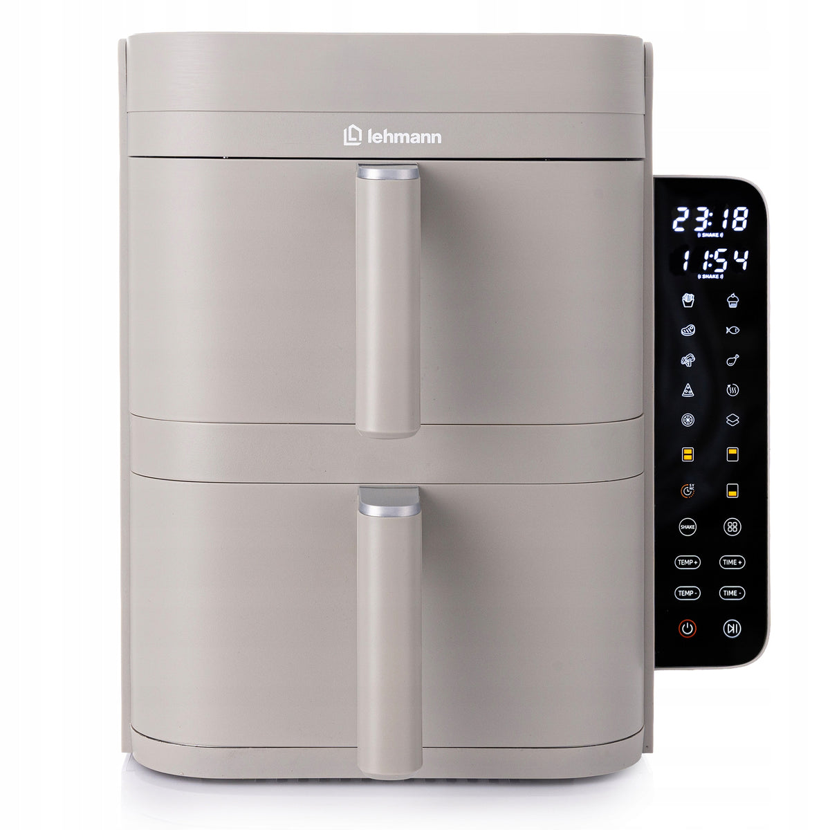 Frytkownica beztłuszczowa dwukomorowa pionowa panel boczny LED Air Fryer szary