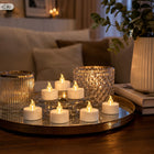 Wkłady LED Tealight świeczki 24 szt białe 4cm płomień baterie w zestawie podgrzewacze dekoracyjne do świeczników i